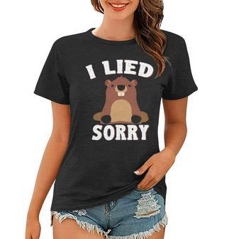 I Lied Sorry Funny Groundhog Day Brown Pig Gift Women T-shirt - Thegiftio UK