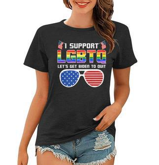 I Support Lgbtq Lets Get Biden To Quit Funny Political Women T-shirt - Seseable