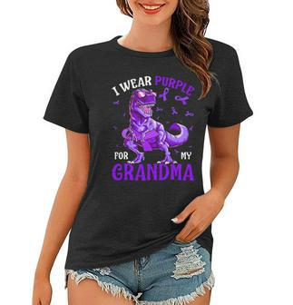 I Wear Purple For My Grandma Pancreatic Cancer Dinosaur Women T-shirt - Thegiftio UK