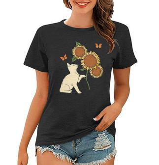 Inspirational Cute Cat Sunflower Pet Lover Women T-shirt - Thegiftio UK