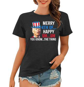 Joe Biden Confused Merry Happy Funny 4Th Of July Women T-shirt - Seseable