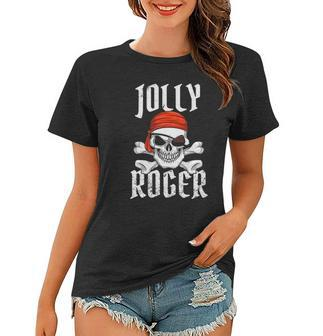 Jolly Roger Pirate Halloween Skull And Crossbones Pirate Women T-shirt - Thegiftio UK