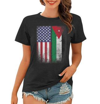 Jordanian American Flag Jordan Usa Country Gift Women T-shirt - Seseable