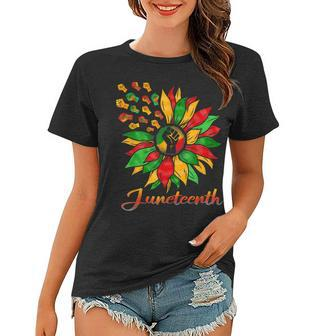 Juneteenth Black History African American Sunflower Fist Women T-shirt - Thegiftio UK