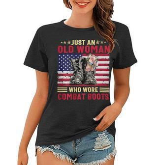 Just An Old Woman Who Wore Combat Boots T-Shirt Women T-shirt - Monsterry