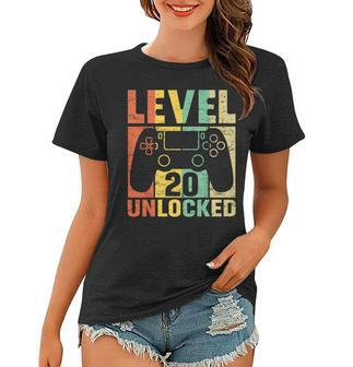 Level 20 Unlocked Video Game 20Th Birthday Gift Retro Women T-shirt - Seseable