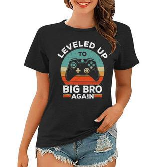 Leveled Up To Big Brother Again Promoted To Big Bro Vintage Women T-shirt - Thegiftio UK