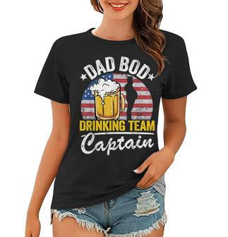 Mens Dad Bod Drinking Team Captain American Flag 4Th Of July Beer Women T-shirt - Seseable