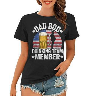 Mens Dad Bod Drinking Team Member American Flag 4Th Of July Beer Women T-shirt - Seseable