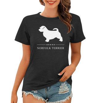 Norfolk Terrier Dog White Silhouette Women T-shirt | Mazezy