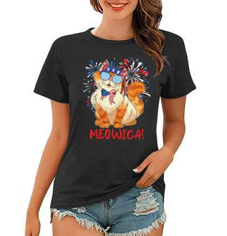 Orange Tabby Gangsta Cat Tattoos Bandana July 4Th Cat Lover V2 Women T-shirt - Seseable