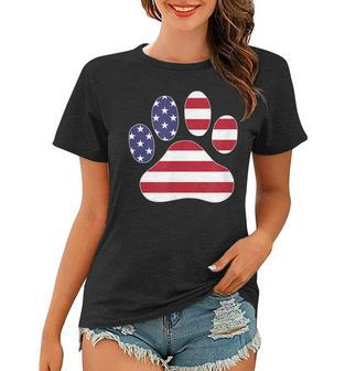 Patriotic Dog Paw Print For 4Th Of July Women T-shirt - Seseable