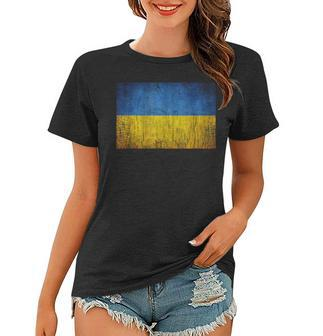 Patriotic Retro Flag Of Ukraine In Europe Women T-shirt - Seseable