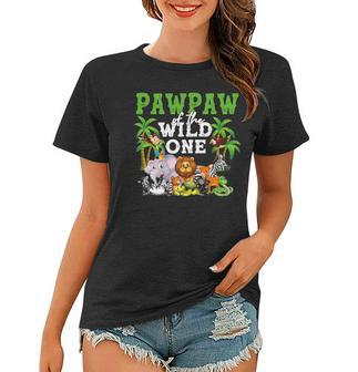 Pawpaw Of The Wild One Zoo Birthday Safari Jungle Animal Women T-shirt | Mazezy