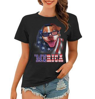 Pitbull Mom Dad Merica Flag 4Th Of July Pitbull Dog Lovers Women T-shirt - Seseable