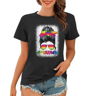 Proud Mom Messy Bun Rainbow Lgbt Mom Lgbt Gay Pride Lgbtq V3 Women T-shirt - Seseable