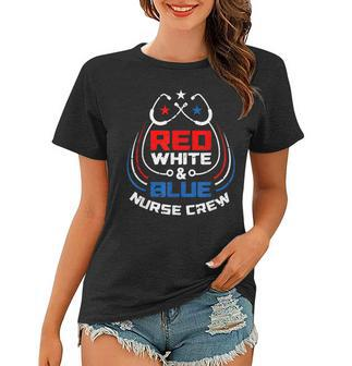 Red White & Blue Nurse Crew American Pride 4Th Of July Women T-shirt - Seseable