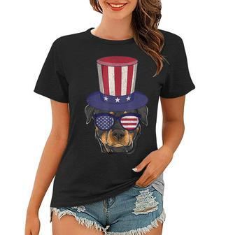 Rottweiler Patriotic Dog Mom & Dad 4Th Of July Usa Women T-shirt - Seseable