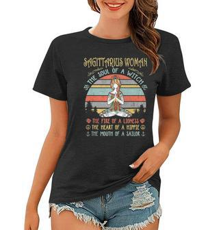 Sagittarius Woman The Soul Of A Witch Vintage Birthday Women T-shirt | Mazezy