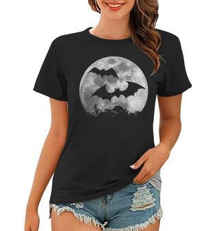 Spooky Bats Halloween Full Moon Bat Silhouette Women T-shirt - Thegiftio UK