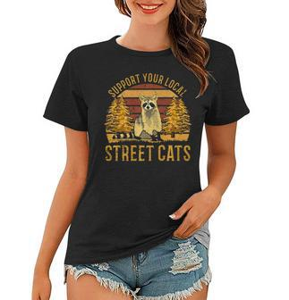 Support Your Local Street Catsraccoon Sunset Women T-shirt | Mazezy