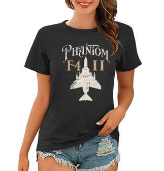 Vintage F-4 Phantom Ii Fighter Jet Aircraft Front And Back Women T-shirt | Mazezy