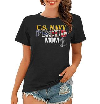 Vintage Navy Proud Mom With Us American Flag Gift Women T-shirt - Thegiftio UK