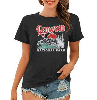 Vintage Redwood National Park Distressed 80S Mountains Women T-shirt | Mazezy