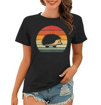 Vintage Retro Sunset Hedgehog Lovers Gift Women T-shirt | Mazezy