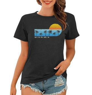 Vintage San Jose Del Cabo Mx Palm Trees & Sunset Beach Women T-shirt | Mazezy