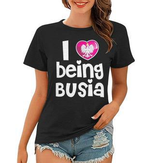 Womens I Love Being Busia Polish Grandma Mothers Day Gift V-Neck Women T-shirt | Mazezy