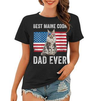 Womens Maine Coon Dad American Flag Cat Lover Owner Kitty Kitten Women T-shirt - Thegiftio UK