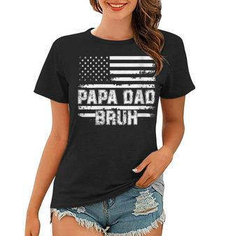Womens Papa Dad Bruh Fathers Day 4Th Of July Us Vintage Gift 2022 Women T-shirt - Seseable