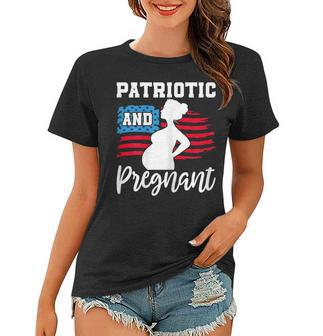 Womens Patriotic And Pregnant Baby Reveal 4Th Of July Pregnancy Women T-shirt - Seseable
