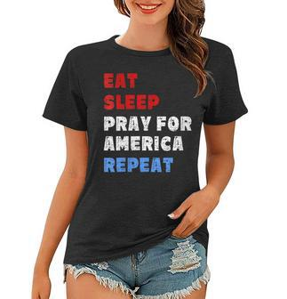 Womens Pray For America Patriotic Christian Saying 4Th Of July Meme Women T-shirt - Seseable