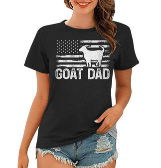 Womens Vintage Goat Dad Retro American Flag Goat 4Th Of July Women T-shirt - Seseable