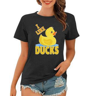 Yellow Rubber Duck Squeaker Duck I Like Ducks Women T-shirt | Mazezy
