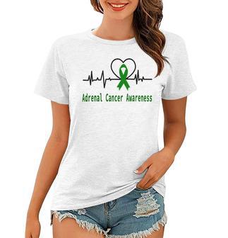 Adrenal Cancer Awareness Heartbeat Green Ribbon Adrenal Cancer Adrenal Cancer Awareness Women T-shirt | Favorety AU