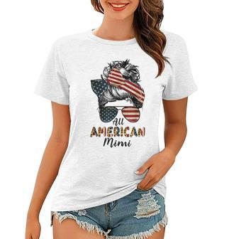 All American Mimi Messy Bun Matching Family 4Th Of July Mom Women T-shirt - Seseable