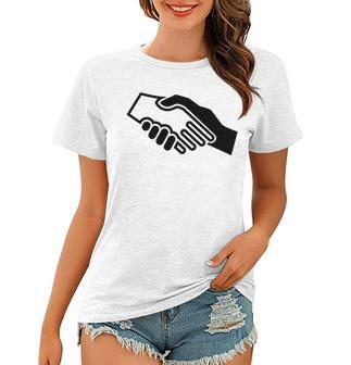 Biracial Handshake Black And White Unity Women T-shirt | Mazezy