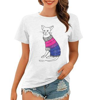 Bisexual Cat Lgbt-Q Pride Cute Kitten Kitty Proud Ally Women T-shirt | Mazezy