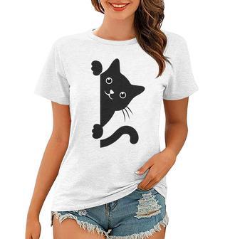 Black Cat Peeking Women T-shirt | Favorety AU