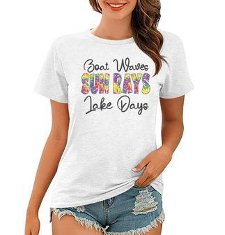 Boat Waves Sun Rays Lake Days Tie Dye Summer Funny Girl Kid Women T-shirt - Seseable