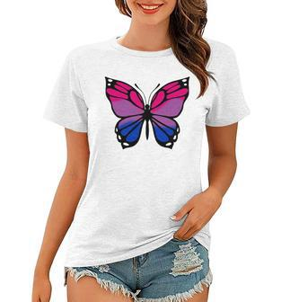 Butterfly With Colors Of The Bisexual Pride Flag Women T-shirt | Mazezy