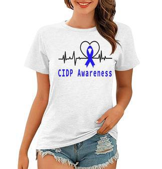 Chronic Inflammatory Demyelinating Polyneuropathy Cidp Awareness Heartbeat Blue Ribbon Cidp Support Cidp Awareness Women T-shirt - Monsterry CA