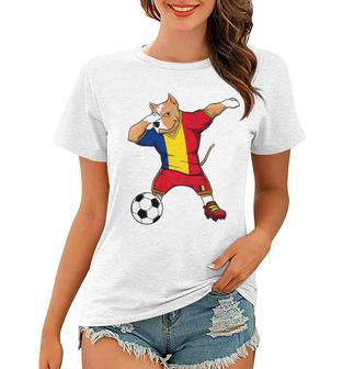 Dabbing Pitbull Romania Soccer Fans Jersey Romanian Football Women T-shirt - Thegiftio UK