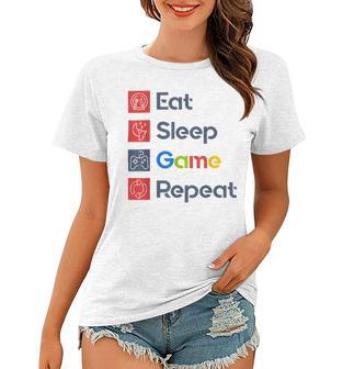 Eat Sleep Game Repeat Women T-shirt | Favorety