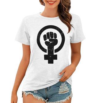 Feminist Raised Fist - Distressed Fitted Women T-shirt | Favorety UK