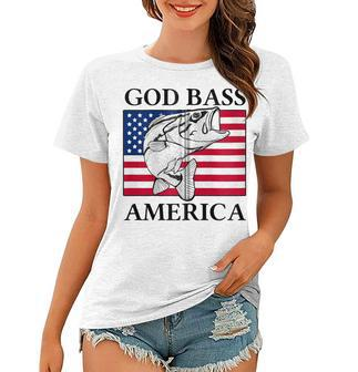 God Bass America Funny Fishing Dad 4Th Of July Usa Patriotic Zip Women T-shirt - Seseable