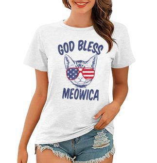 God Bless Meowica Funny Fourth Of July Cat V2 Women T-shirt - Seseable